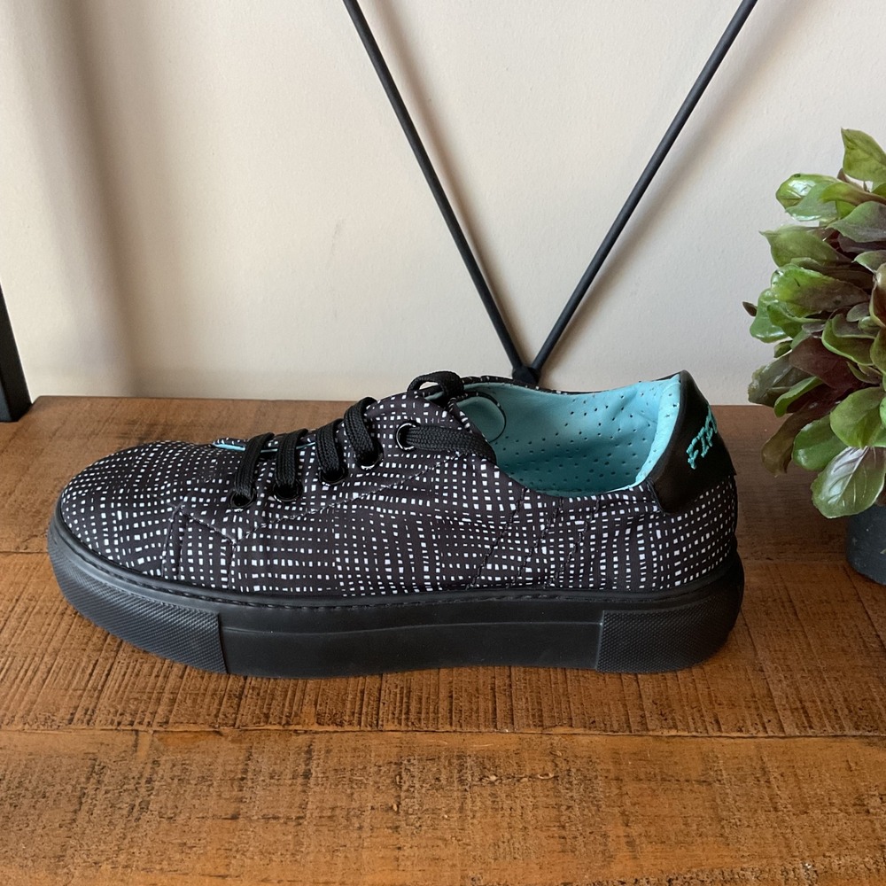 Thierry Rabotin Fifty-12 Alessia Black White Grid Platform Sneakers 39 Italy